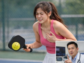 Phái đẹp chơi pickleball bị vỡ 