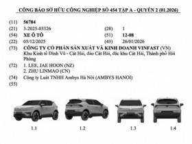 VinFast VF5 bản nâng cấp được đăng ký bảo hộ kiểu dáng tại Việt Nam
