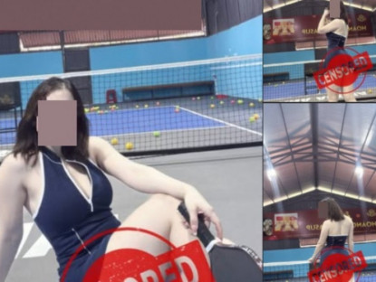 Thể thao - Tranh cãi cô gái mặc "hở hang", tạo dáng phản cảm trên sân pickleball