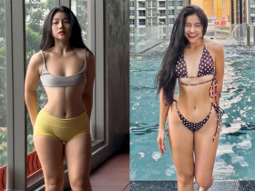 Hot girl phòng gym Kim Hà mang tạ về quê để tập, quyết giữ 