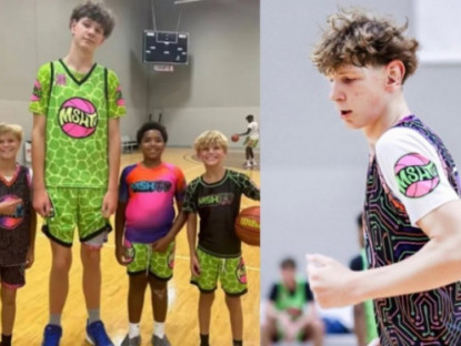 Thể thao - Sững sờ "khổng lồ nhí" 14 tuổi cao 2m29, ghi điểm bóng rổ dễ như "đi dạo"