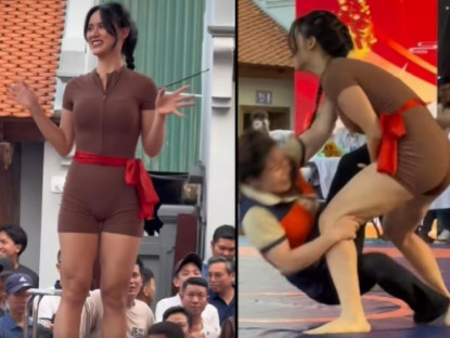 Thể thao - Cô gái tập gym thân hình nóng bỏng, lên sới vật hạ đối thủ kiếm bộn tiền