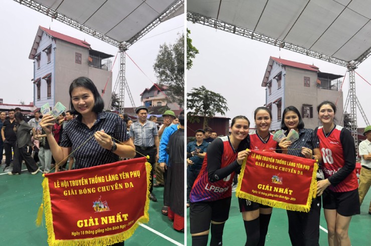 Hoa khôi Kim Huệ và dàn chân dài bóng chuyền "đếm tiền mỏi tay" khi vô địch hội làng - 1