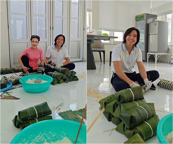 Sao Việt gói bánh chưng: NSND Trịnh Kim Chi nhảy múa bên nồi bánh, Minh Hằng "gây bão" khi tự khen - 20