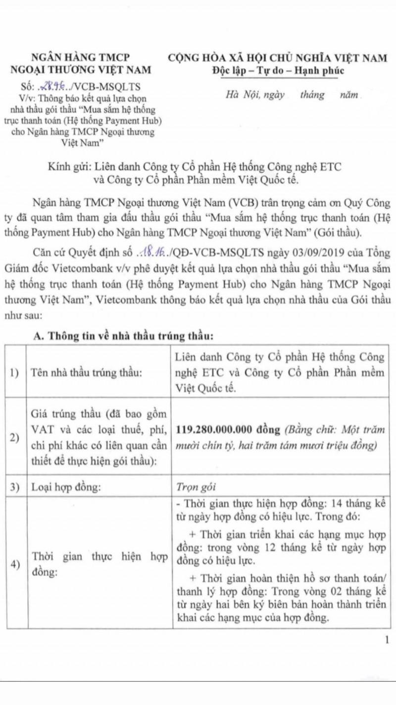 Ngân hàng TMCP Ngoại thương Việt Nam và siêu nhà thầu quen mặt - 1