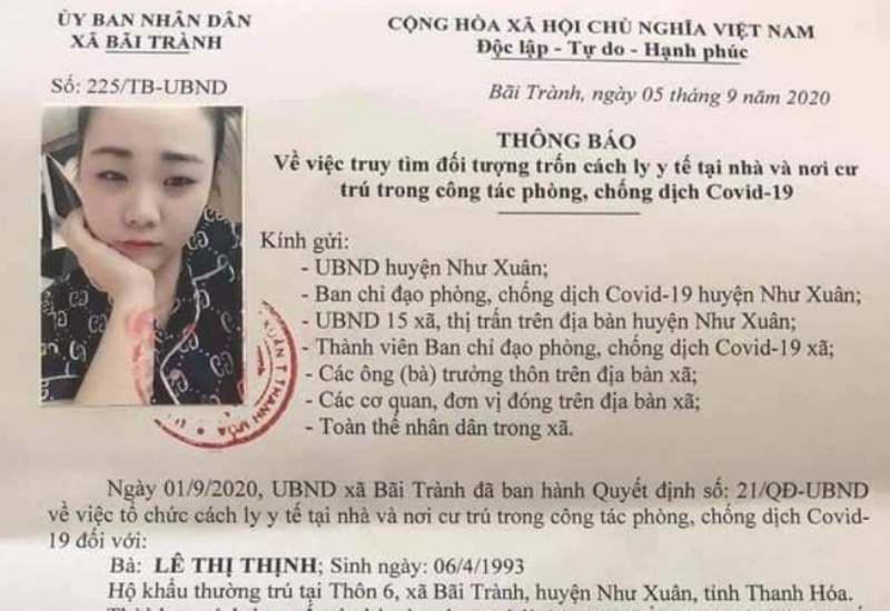 Truy tìm nữ công dân trốn cách ly y tế tại Thanh Hoá - 1