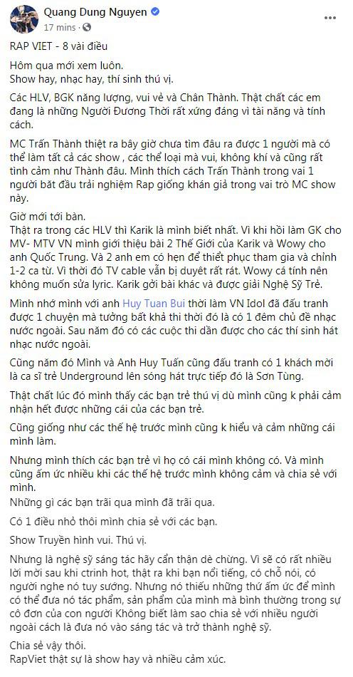 Đạo diễn Nguyễn Quang Dũng nói về “Rap Việt“: “Nghệ sĩ sáng tác hãy cẩn thận, dè chừng" - 1