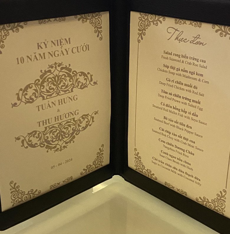Thực đơn kỉ niệm 10 năm ngày cưới ca sĩ Tuấn Hưng có bao nhiêu món? - 2
