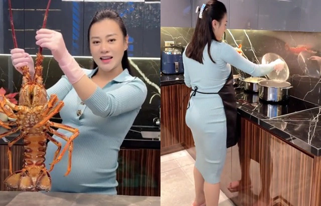Phương Oanh bổ sung canxi cuối thai kì kiểu &#34;hào môn&#34;: Tôm hùm đỏ mắc tiền, cá ngon nhất thế giới - 1