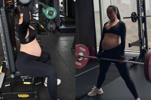 Khi hot girl đình đám làng fitness mang thai: Bầu 39 tuần vẫn nâng tạ 160kg nhìn &#34;toát mồ hôi hột&#34; - 2