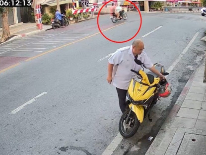 Clip: Chồng liều lĩnh vượt barie khiến vợ ngã lộn nhào xuống đường ray