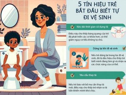 Gia đình - Infographic: 5 tín hiệu trẻ sẵn sằng tự đi vệ sinh, mẹ dạy con mẹo này để sớm biết chăm sóc bản thân