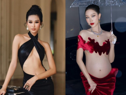 Gia đình - Người mẫu Việt lộ cặp &quot;tuyết lê&quot; đẹp ná thở khi đi sự kiện, dân tình không tin nổi cô đang mang bầu 8 tháng vì quá thon gọn