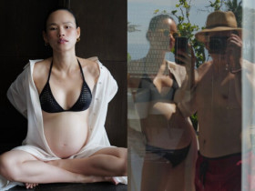 Người mẫu Việt diện bikini bé xíu khoe bụng bầu sắp sinh với chồng Tiến sĩ, tạo dáng đến đâu, người xem ná thở đến đó