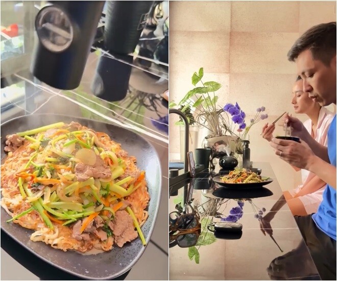 Lê Thúy nấu ăn giữa trời nắng, chồng phải đứng che ô cho cô vợ cao nghều - 7