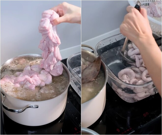 Mỹ nhân Việt làm mẹt lòng heo chấm mắm tôm ngon &#34;nhức nách&#34;, chỉ cách để không bị hôi tí nào - 9