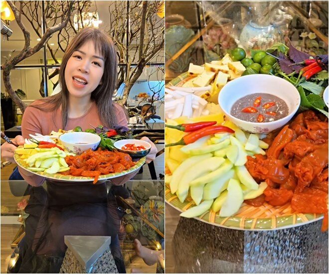 Vợ Mạnh Trường vừa cắn ớt vừa ăn món đặc sản &#34;đỉnh của chóp&#34;, nam diễn viên trêu loài vật này sắp &#34;tuyệt chủng&#34; - 1