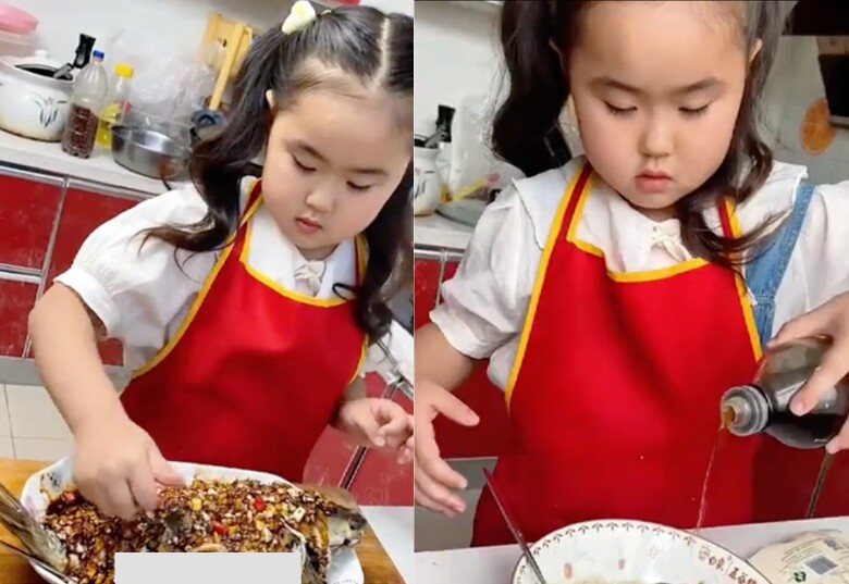 Bé gái 6 tuổi xinh xắn vào bếp mỗi ngày nấu cơm dưỡng thai cho mẹ, &#34;đầu bếp nhí&#34; khiến cả cõi mạng rưng rưng - 2