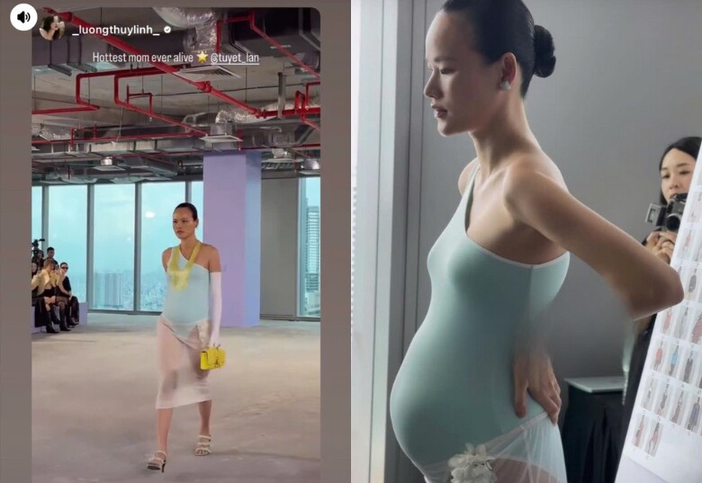 Siêu mẫu Tuyết Lan bế bụng bầu 7 tháng lên sàn diễn, U40 lần đầu mang thai được chồng bác sĩ &#34;cưng như trứng mỏng&#34; - 3