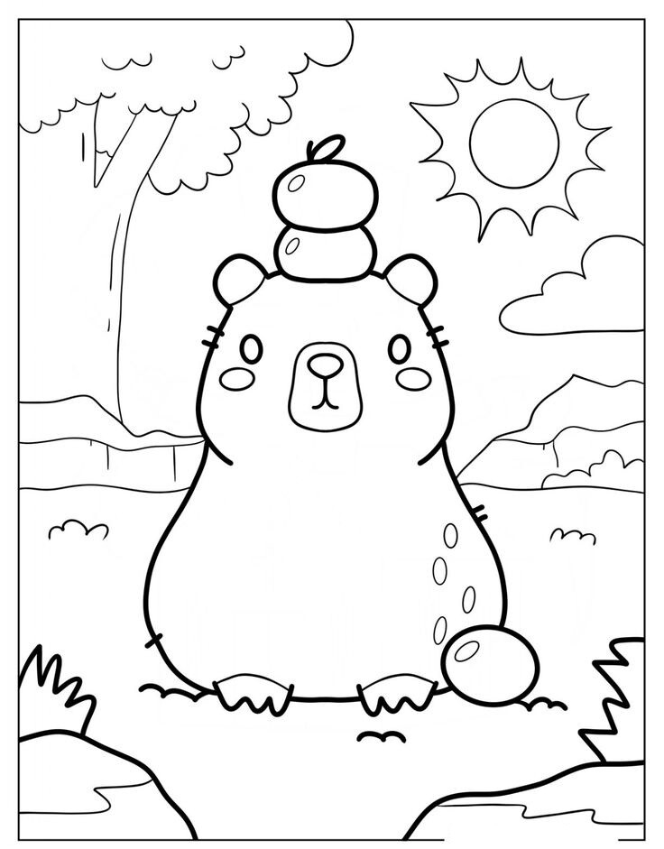 20 bức tranh tô màu capybara, bé tô điểm thêm màu sắc cho loài động vật đáng yêu nhất thế giới - 19