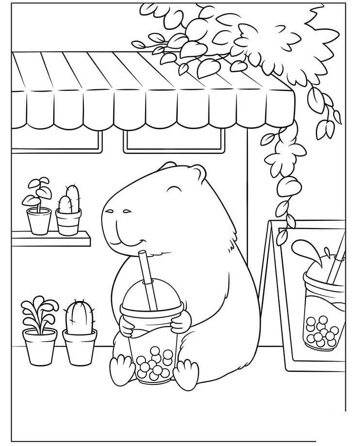20 bức tranh tô màu capybara, bé tô điểm thêm màu sắc cho loài động vật đáng yêu nhất thế giới - 16
