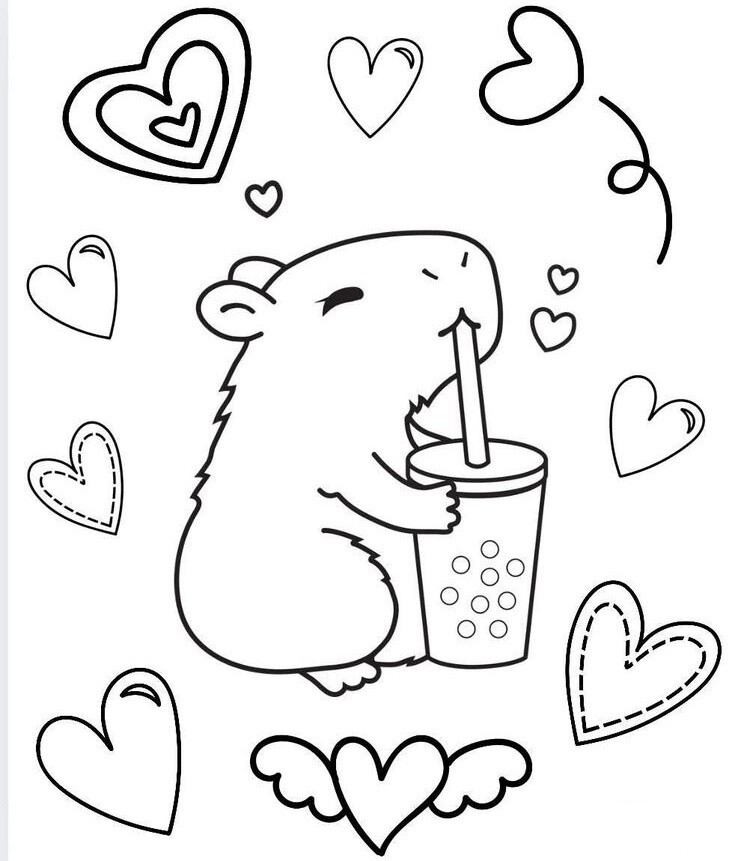 20 bức tranh tô màu capybara, bé tô điểm thêm màu sắc cho loài động vật đáng yêu nhất thế giới - 14