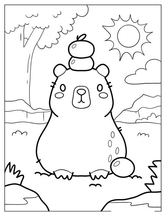 20 bức tranh tô màu capybara, bé tô điểm thêm màu sắc cho loài động vật đáng yêu nhất thế giới - 12