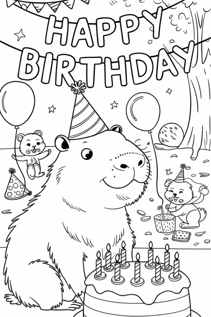 20 bức tranh tô màu capybara, bé tô điểm thêm màu sắc cho loài động vật đáng yêu nhất thế giới - 10