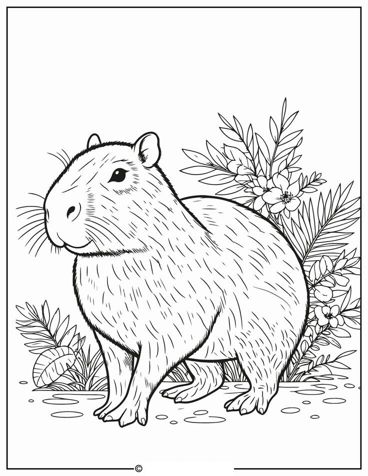 20 bức tranh tô màu capybara, bé tô điểm thêm màu sắc cho loài động vật đáng yêu nhất thế giới - 3