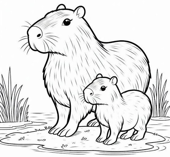 20 bức tranh tô màu capybara, bé tô điểm thêm màu sắc cho loài động vật đáng yêu nhất thế giới - 5