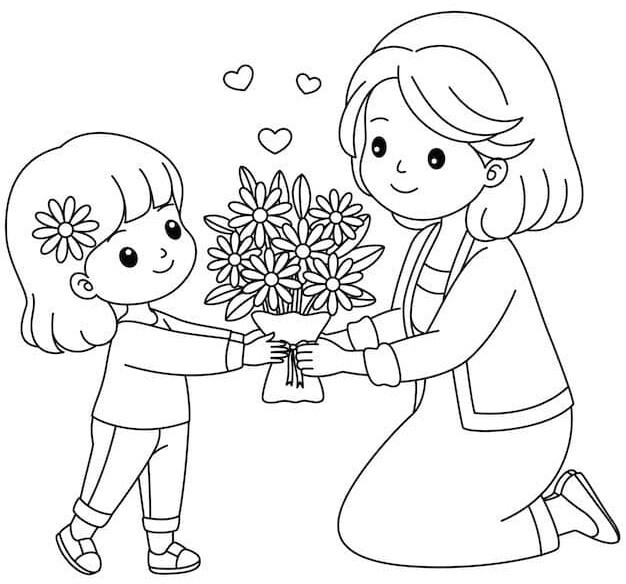 Tranh tô màu theo chủ đề: Gợi ý 20 mẫu tranh tô màu bé làm thiệp tặng mẹ - 1
