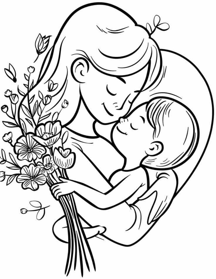 Tranh tô màu theo chủ đề: Gợi ý 20 mẫu tranh tô màu bé làm thiệp tặng mẹ - 2