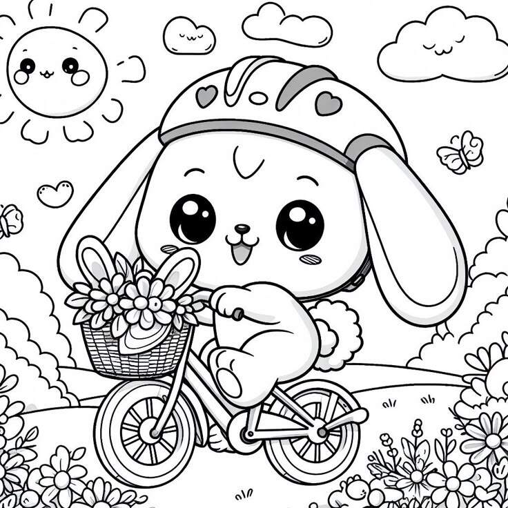 20 bức tranh tô màu thỏ đáng yêu, dễ thương tặng các bé - 13