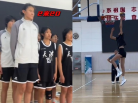 Nữ VĐV 14 tuổi cao 2m20, ghi điểm như máy khi chơi bóng rổ