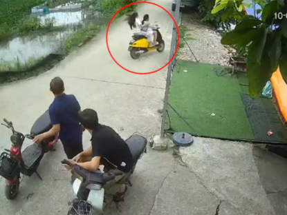Giao thông - Clip: "Dở khóc dở cười" hai cô gái ôm cua mất lái, lao thẳng xuống nước bên đường