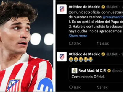 Thể thao - Atletico chế giễu Real Madrid vụ vồ hụt Alvarez: "Các bạn còn hài hước hơn Barca"