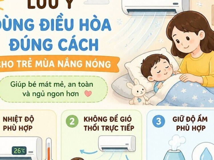 Infographic: Giữ cho con mát mà không ốm mùa nắng nóng với nhiệt độ điều hòa “chuẩn” này