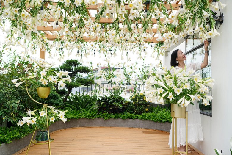 Mẹ đảm Hà Nội vác 2000 bông hoa loa kèn lên tầng 4, biến ban công thành vườn hoa đẹp mê ly - 1
