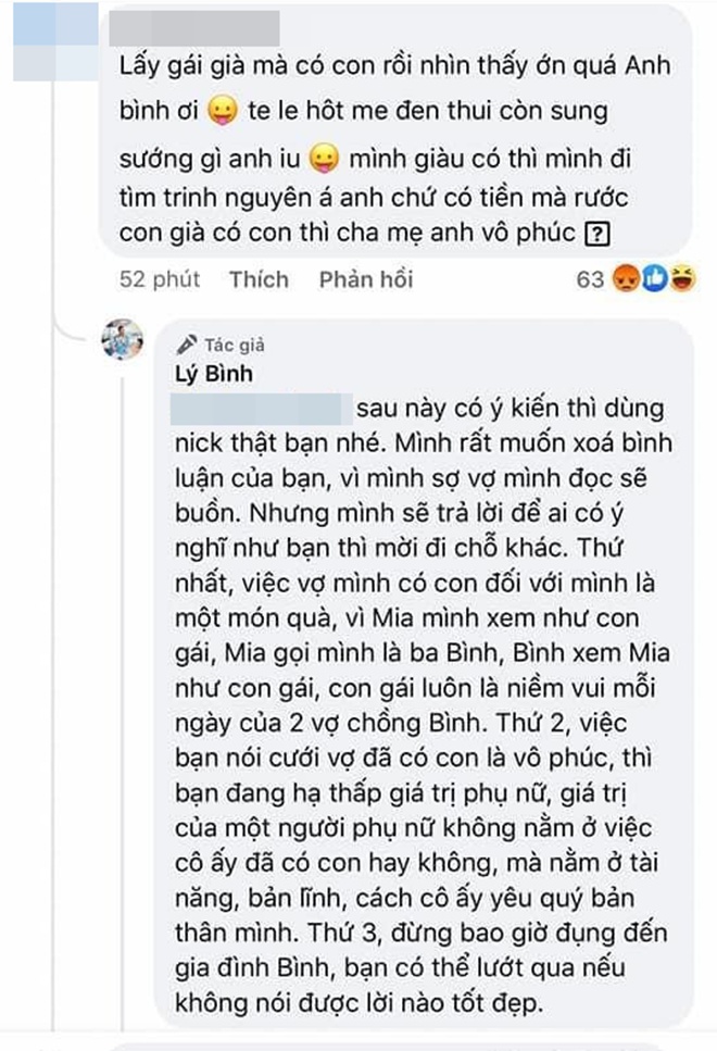 Bị mỉa mai nhà vô phúc mới lấy gái già có con, chồng Phương Trinh Jolie đáp trả đanh thép - 3