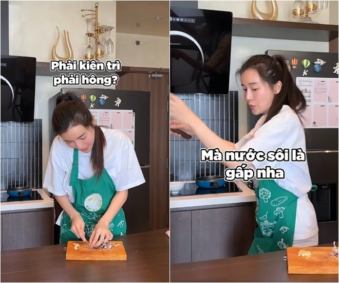 Nữ diễn viên 34 tuổi nấu ăn cho em trai nhưng la hét trong bếp - 4