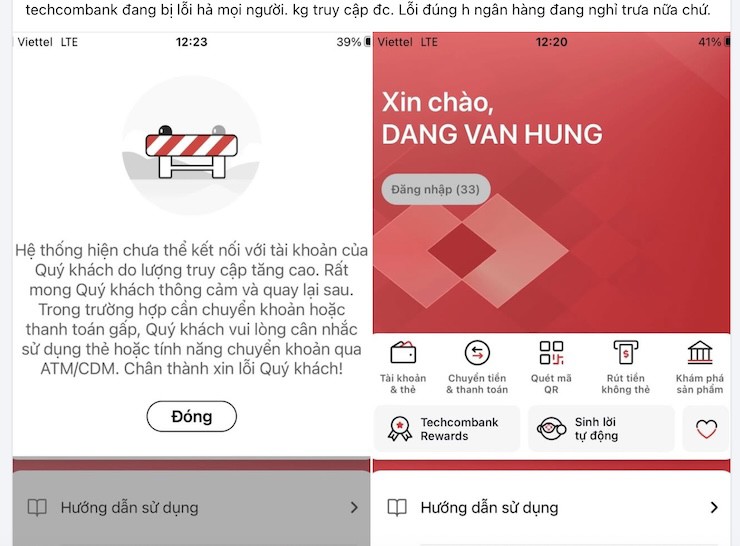 Ngân hàng Techcombank gián đoạn dịch vụ trực tuyến trưa 4/7 - 1