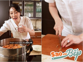 "Hoa hậu nhà trăm tỷ" đeo nhẫn kim cương vào bếp làm món đặc sản Hải Phòng, dàn sao Việt khen nức nở