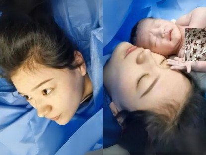 Gia đình - Khoảnh khắc kỳ diệu trong phòng sinh khiến cõi mạng tan chảy: Em bé nín khóc ngay khi được kề da với mẹ, visual của sản phụ gây sốt