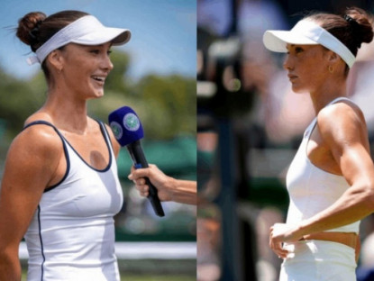 Thể thao - Người mẫu gây sốt khi lần đầu dự Wimbledon, &quot;rụng rời&quot; khi Djokovic gọi tên