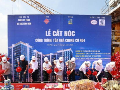 Thông tin doanh nghiệp - Chính thức cất nóc tòa căn hộ đầu tiên dự án Hanoi Melody Residences