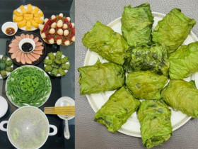 Thịt vịt cuộn với loại lá chỉ có vào mùa hè thành món ai ăn cũng 