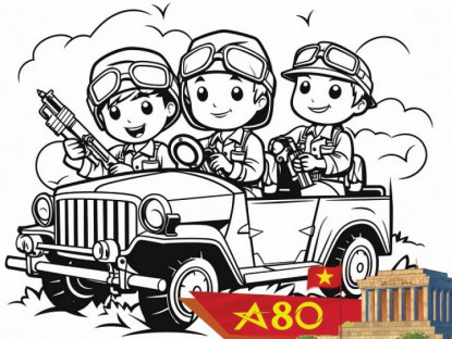 Gia đình - Tranh tô màu các chú công an, bộ đội, nét đẹp hòa bình cho bé