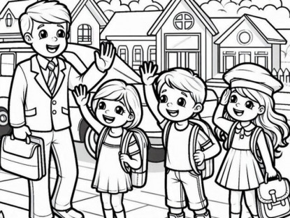Gia đình - Tranh tô màu trường học, giúp bé hào hứng làm quen năm học mới