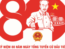 Mẫu biểu trưng sử dụng trong các hoạt động tuyên truyền Kỷ niệm 80 năm Ngày Tổng tuyển cử đầu tiên bầu Quốc hội Việt Nam