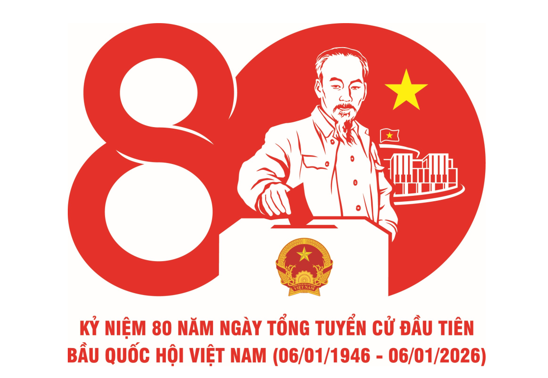 Mẫu biểu trưng sử dụng trong các hoạt động tuyên truyền Kỷ niệm 80 năm Ngày Tổng tuyển cử đầu tiên bầu Quốc hội Việt Nam - 1